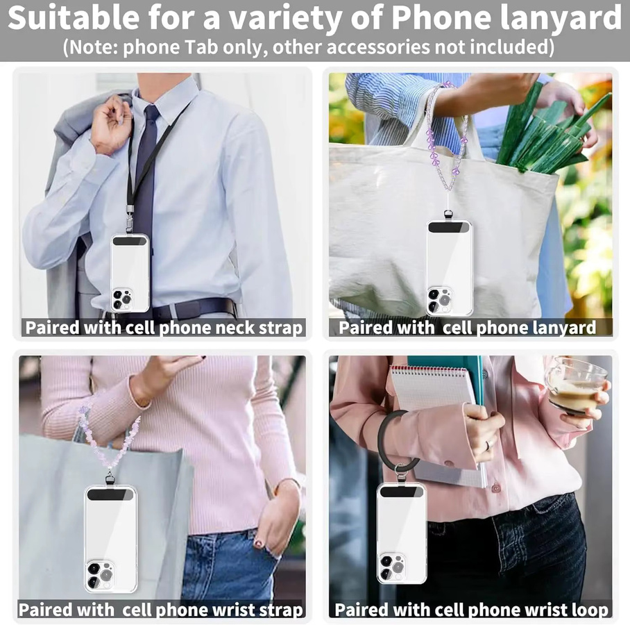 XYun Set aus 10 transparenten Telefon Lanyards mit flexiblen Patches und Clips zur Befestigung von Handy, Karte oder Kabeln - Bild 4