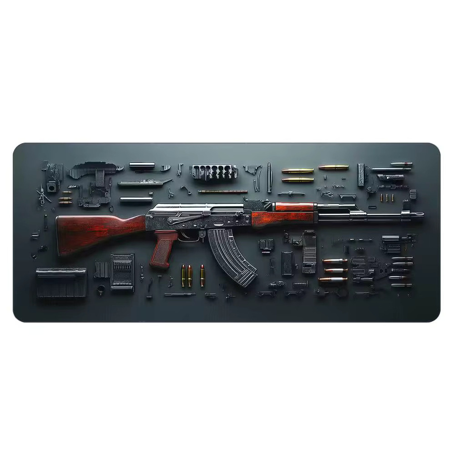 Mairuige XXL Mauspad mit Waffenmuster in Schwarz, große rutschfeste Schreibtischunterlage für Gaming und Büro - Bild 4