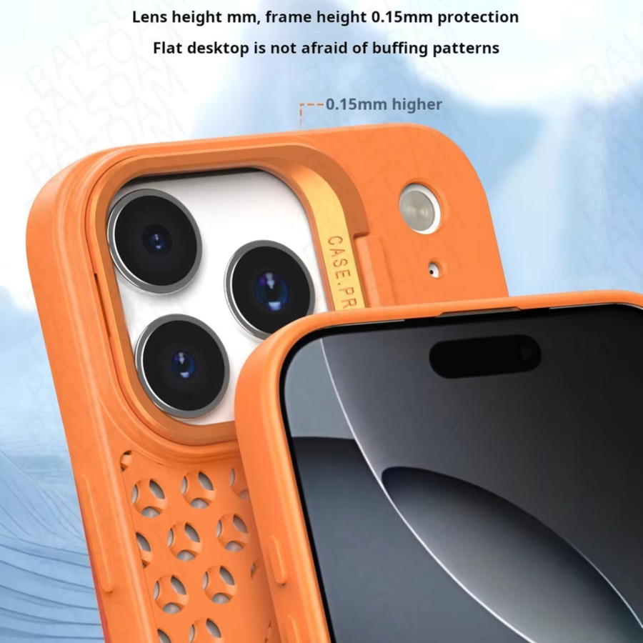 RPKKS MagSafe Magnetische Schutzhülle mit Wärmeableitung und Objektivhalterung für iPhone 11 bis iPhone 17 Air, Farbe: Orange - Bild 3