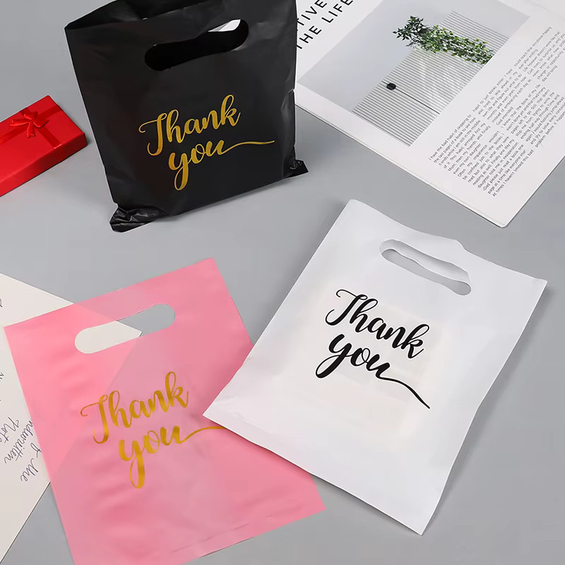 20 Stück Dankeschön-Geschenktüten aus Kunststoff von ZYF in Schwarz, Weiß und Rosa - Bild 3