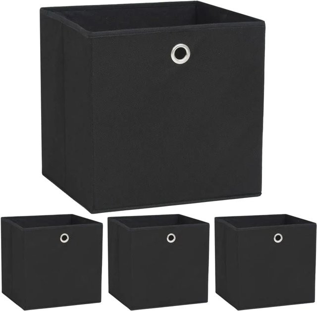 vidaXL Aufbewahrungsboxen aus Vliesstoff, 4er-Set, Schwarz, B/T/H: 32 x 32 x 32 cm - Bild 1