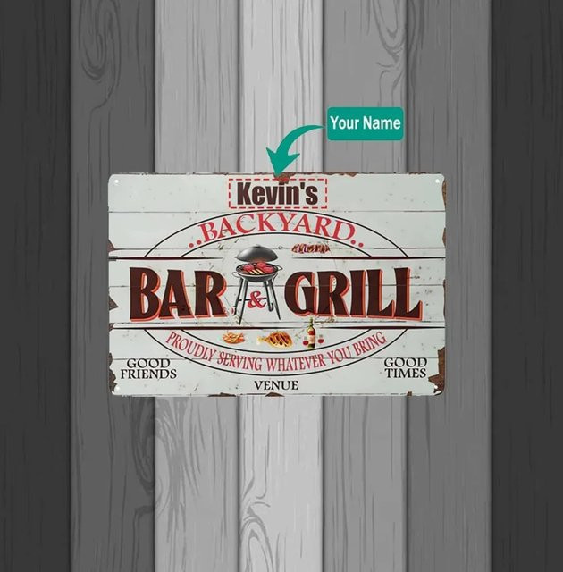 Personalisiertes BBQ-Grill Aluminiumschild von CIFBUY im Vintage-Design als individuelles Outdoor-Dekor für die Wand - Bild 1