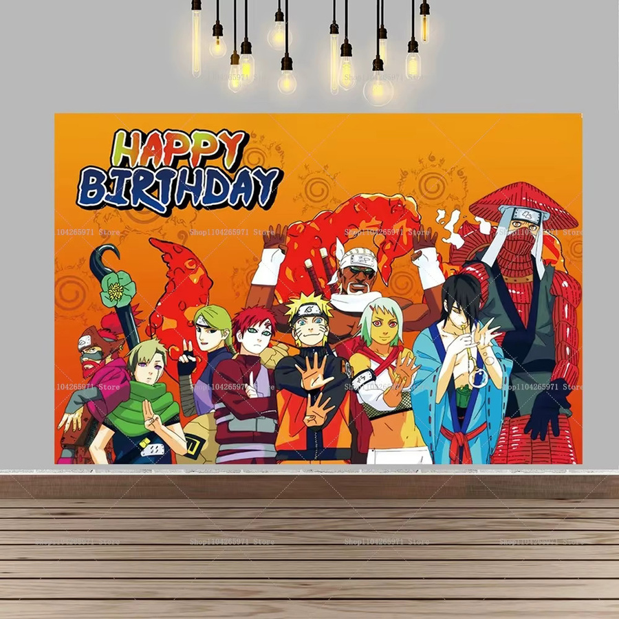 Bandai Naruto Shinobi Wandbehang mit Konoha-Design als dekorativer Hintergrund für Geburtstage und Fotorequisiten, mehrfarbig - Bild 1