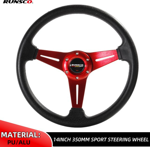 Runsco Sport Lenkrad für Drift Simulation Racing aus Aluminium und PU, Durchmesser: 35 cm, Schwarz - Bild 1
