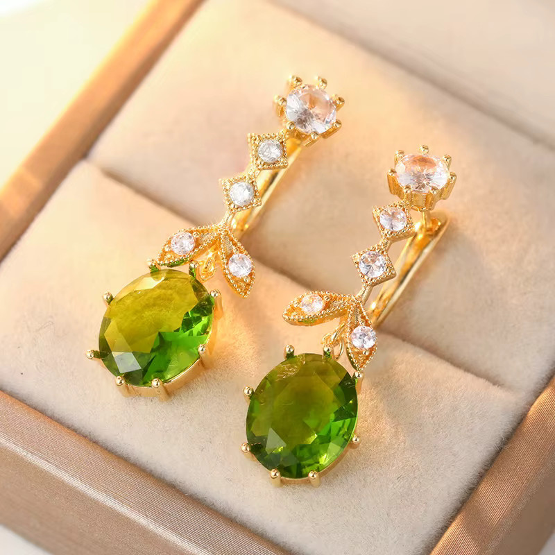 YoYo Ohrringe, grüne Zirkonia, Gold, Damen - Bild 2