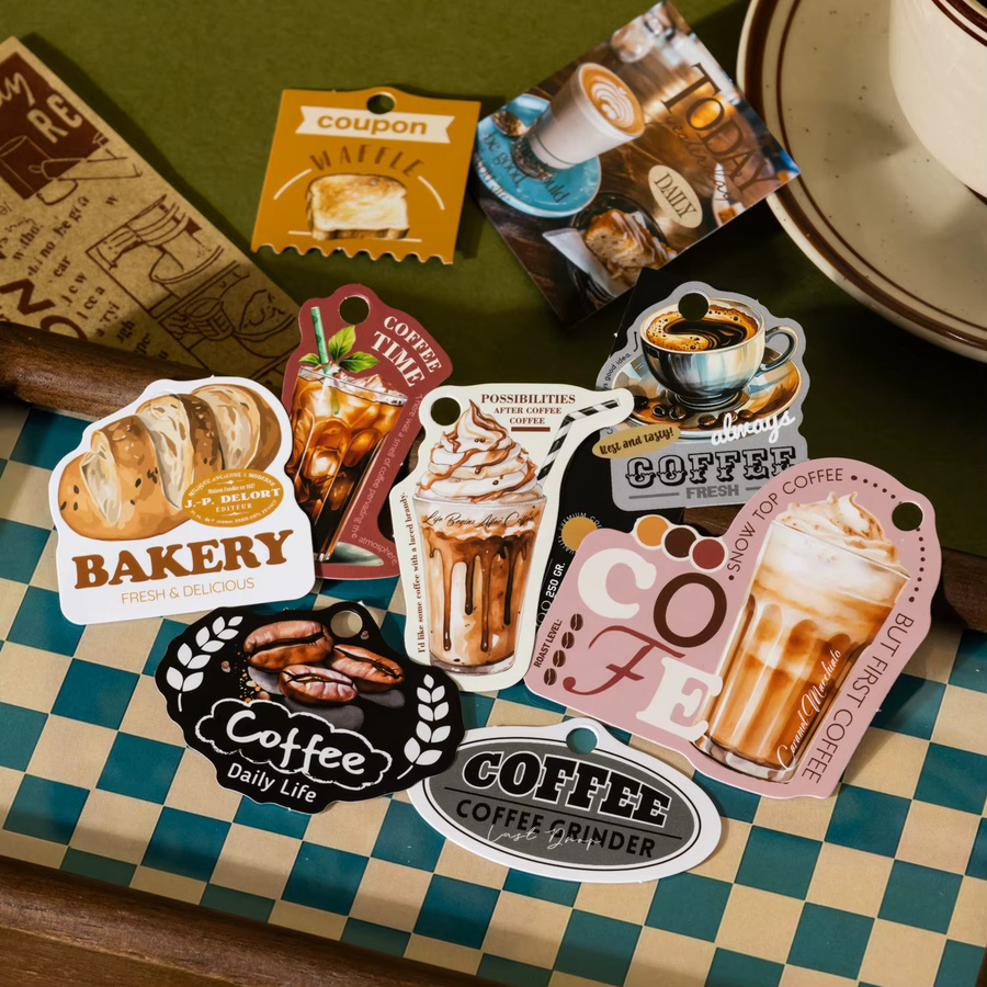 mr.paper Kaffee-Themen Stanzloch-Aufkleber für DIY Scrapbooking und Dekoration, 30 Blatt, Mehrfarbig - Bild 1