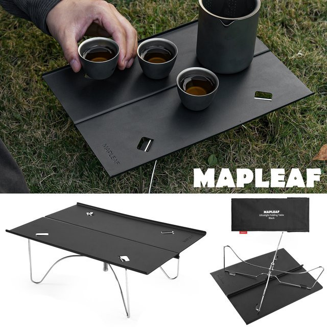MAPLEAF Ultraleichter Klapptisch Mini in Schwarz für Camping, Wandern und Picknick mit 30 kg Tragkraft - Bild 1