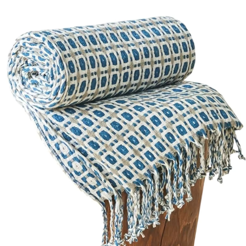 Inyahome Strickdecke im Vintage-Design mit Quasten, Blau oder Pink, B/B/H: 172 x 127 cm - Bild 5