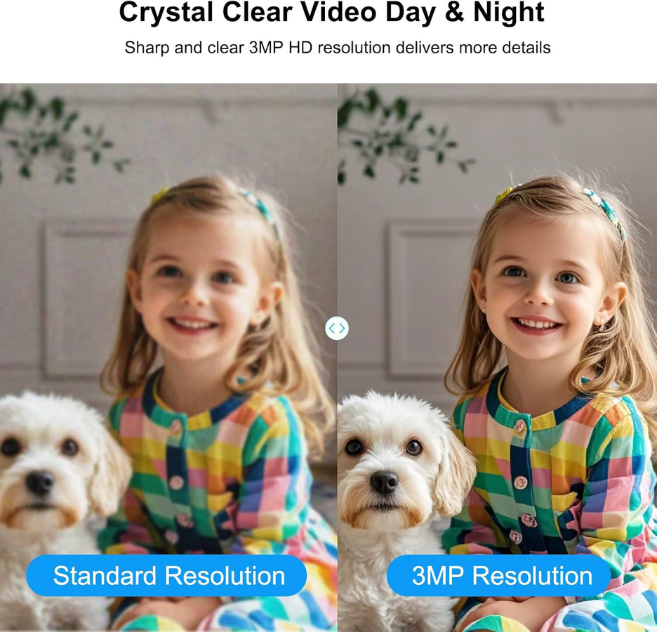 Tugard Wireless Indoor Monitor Cam 2K 3MP mit 360° Panorama-Rotation, 2,4G WLAN-Verbindung und KI-gestützter Personenerkennung in Weiß - Bild 2