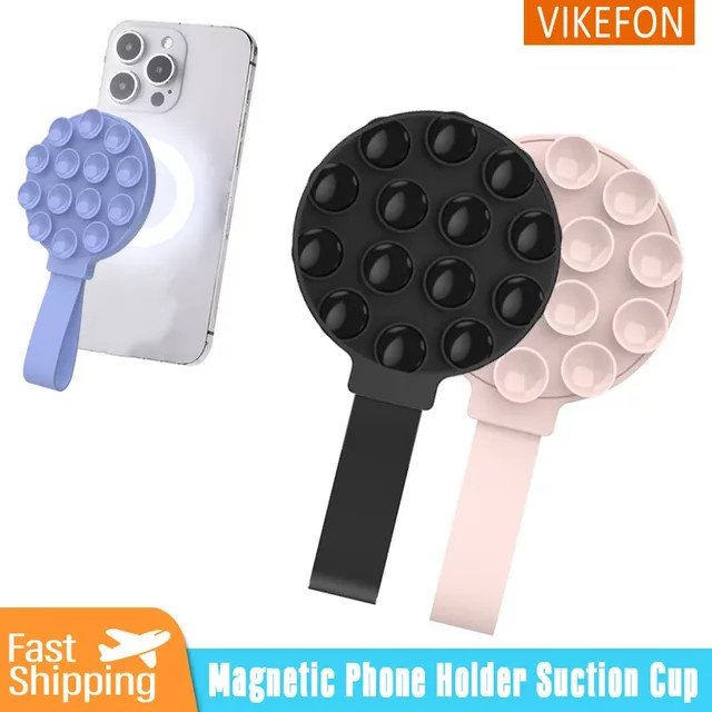 VIKEFON Multifunktionaler magnetischer Telefonhalter mit Silikon-Saugnapf, tragbarer Hand- und Personenständer für MagSafe iPhone 16–12 - Bild 1