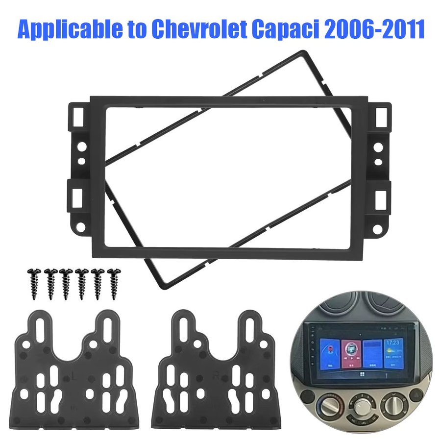 Faszinienverkleidung für Chevrolet Capaci und Epica 2006–2011, 2-Din Autoradio Einbaurahmen und DVD-Player Installationskit, Schwarz - Bild 2