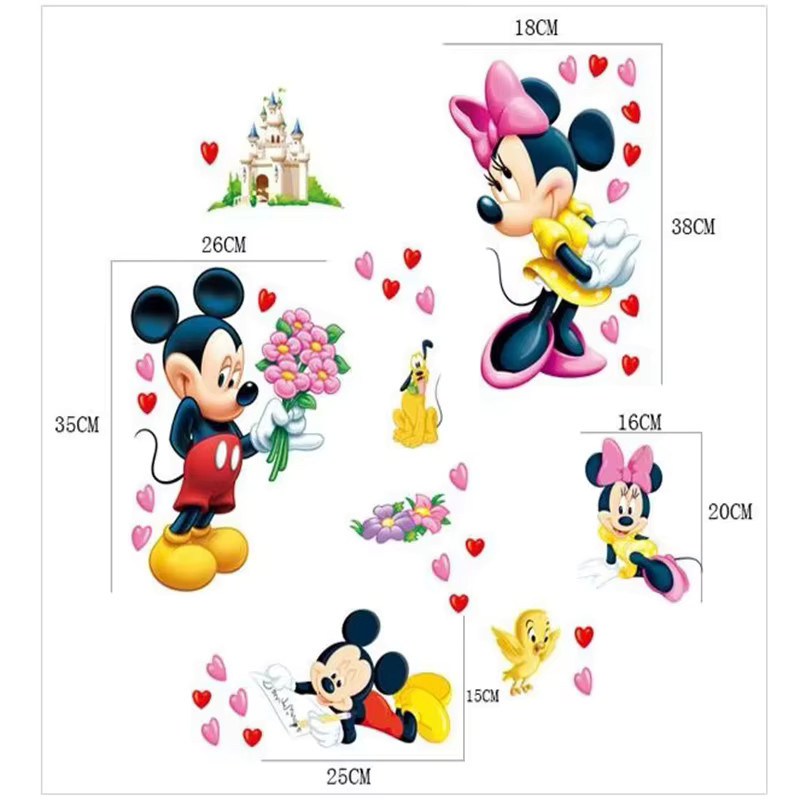 Mickey und Minnie 3D Cartoon Wandaufkleber aus Vinyl für Kinderzimmer und Schlafzimmer, Mehrfarbig - Bild 2