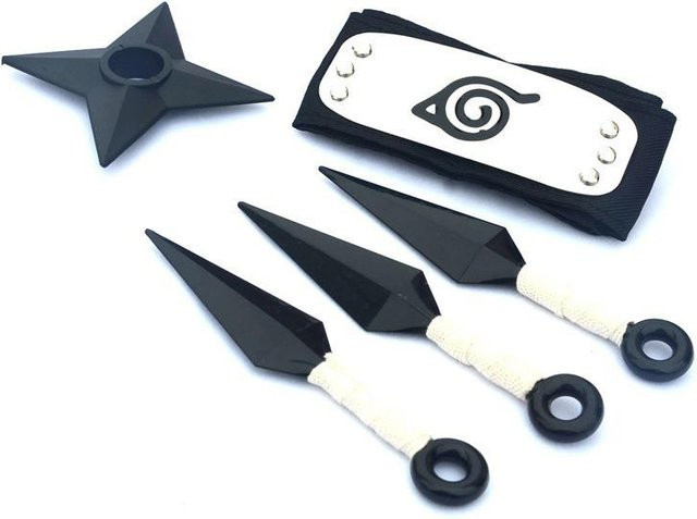 Houspace Anime Cartoon Kunai Set Shuriken Stirnband, Kunststoff, Schwarz - Bild 1