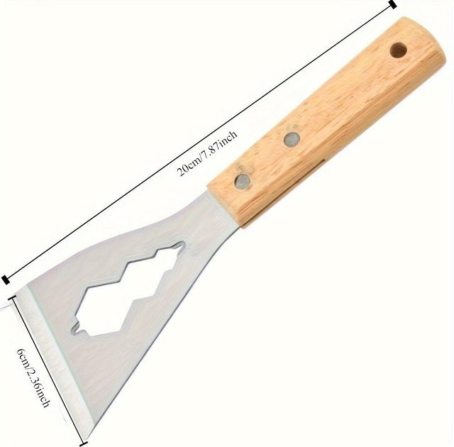 NATAWA Spachtel aus Edelstahl mit Holzgriff in Beige und Silber zum Reinigen und für die Ölentfernung - Bild 1
