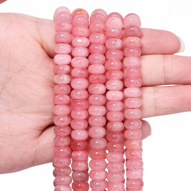 xilitata Abakus-Abstandhalterperlen Rosa Jade, 5x8mm - Bild 1