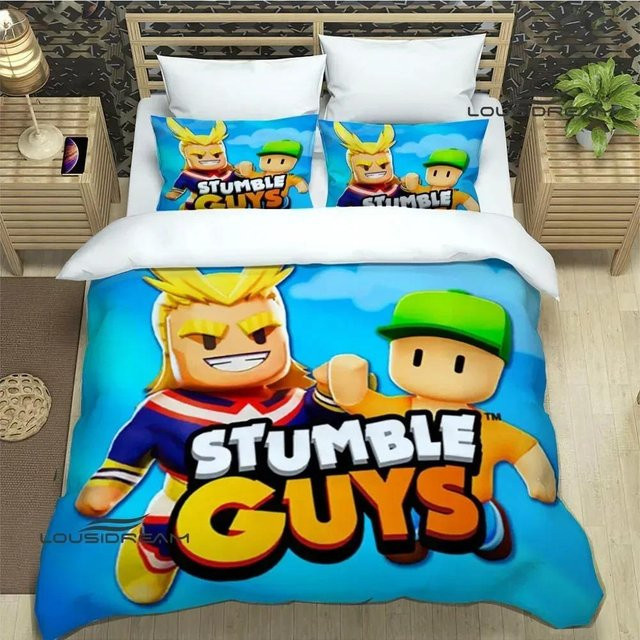 Stumble Guys Bettwäscheset mit 3D Cartoon Design für Kinder und Jugendliche, Blau, B/H: 70 x 133 cm - Bild 1
