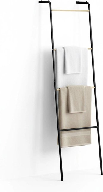 Relaxdays Handtuchleiter aus Eisen in Schwarz, modern und freistehend, Höhe: 158 cm, Breite: 40 cm, Tiefe: 28 cm - Bild 1