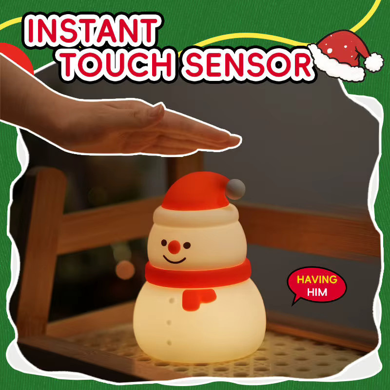 LINYILIGHT Weihnachten Nachtlicht aus Silikon mit 7 Farbwechseln, Schneemann und Socken Design, RGB LED Tischlampe für Kinderzimmer - Bild 3