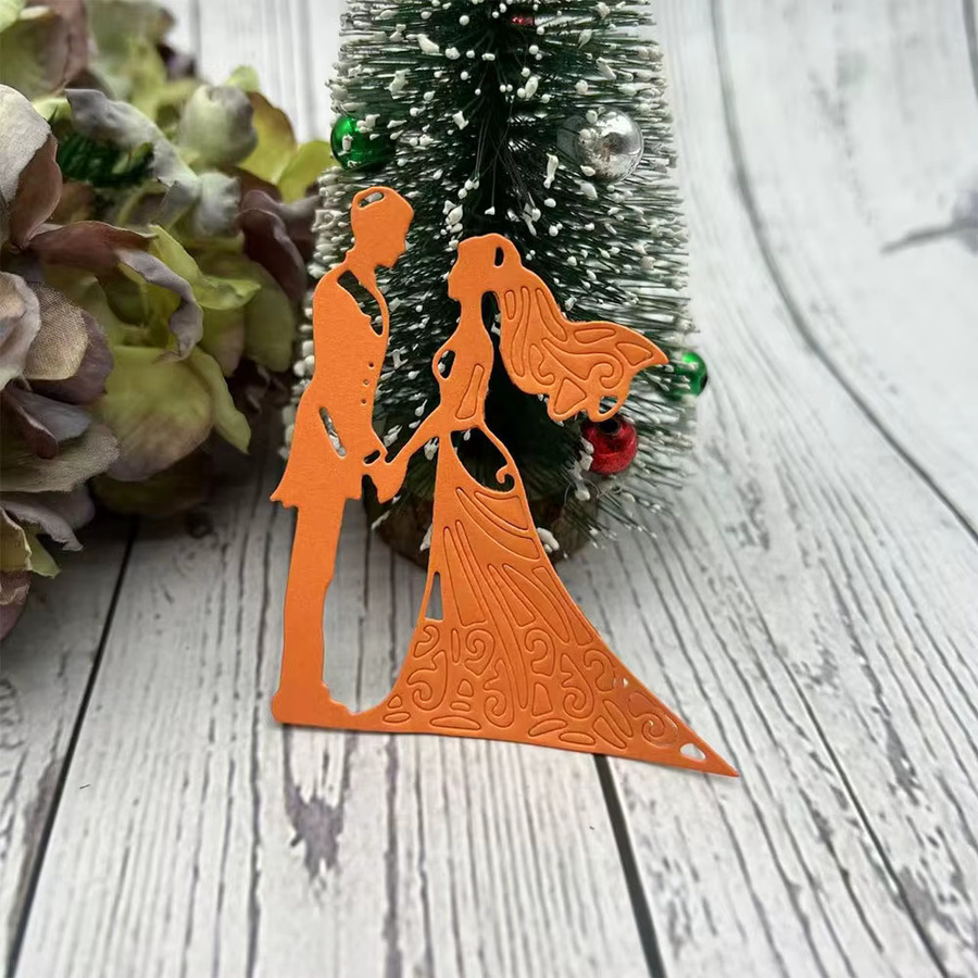 Metall-Stanzform Braut und Bräutigam für Hochzeits-Scrapbooking und DIY-Kartenherstellung in Silber - Bild 3