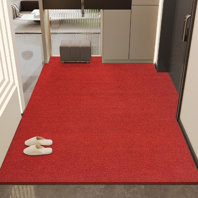 Rutschfeste Eingangstür-Bodenmatte in Rot, modern und schmutzabweisend, B/B: 50 x 80 cm - Bild 1