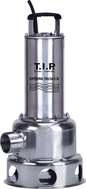 T.I.P. Schmutzwasser-Tauchpumpe EXTREMA 700/16-3 IX in Silber mit 42000 l/h Förderleistung und 16m Förderhöhe - Bild 1