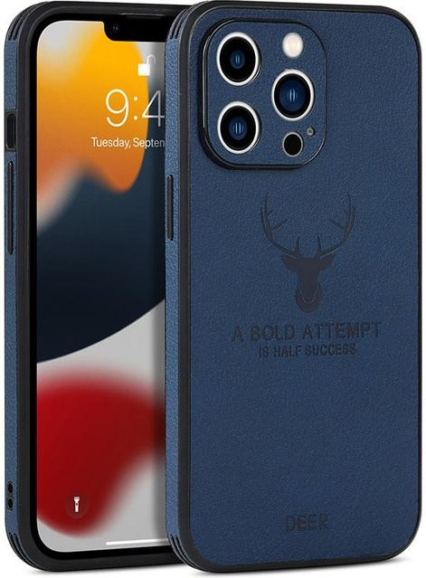Yiran Business Leder Bumper Hülle für iPhone in Blau, stoßfeste Hirschleder Schutzhülle - Bild 1