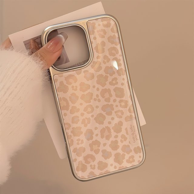 Handyhülle mit gelbem Leopardenmuster und Tropfenkleberbeschichtung für Apple iPhone 11, 12, 13, 14, 15, 16, 17 Pro Max Plus, stoßfeste Hartschale - Bild 1