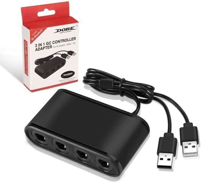 Nintendo Gamecube Controller Adapter mit 4 Ports für Wii U, Nintendo Switch und PC, USB, Schwarz - Bild 1