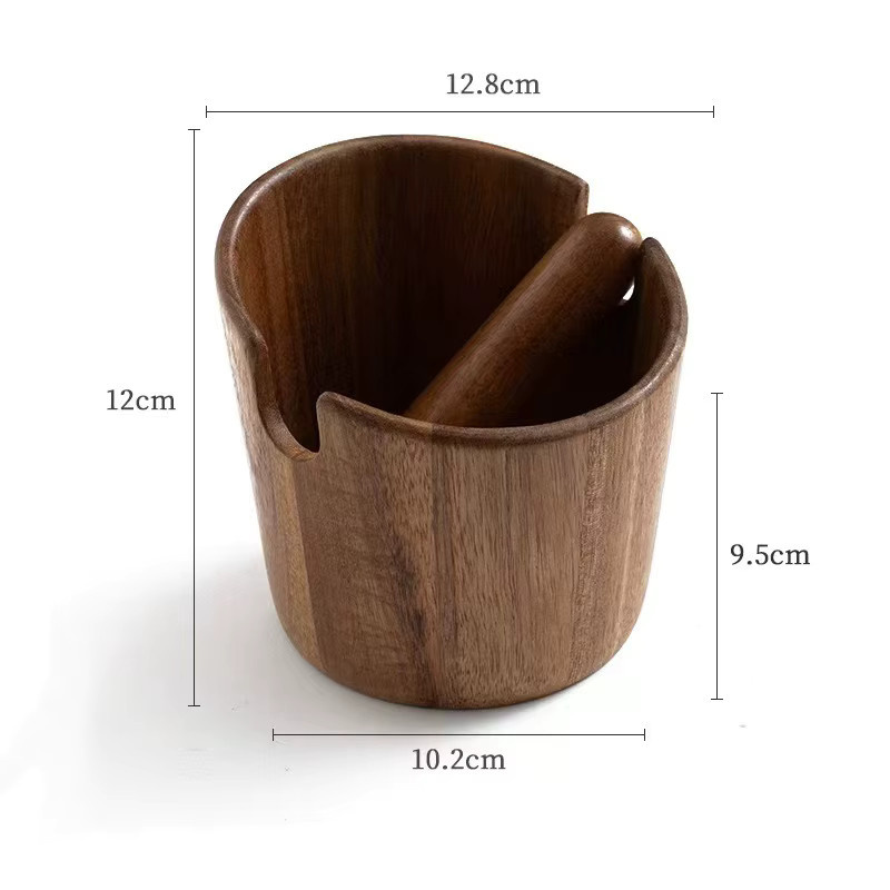 JUSTINLAU Holz-Kaffeesatzbehälter aus Massivholz mit Klopfstab in Braun - Bild 2