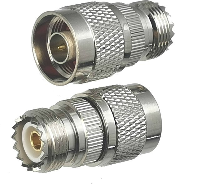 RF Koaxial Konverter N Stecker auf UHF SO239 Weibliche Buchse, gerade, Silber - Bild 1