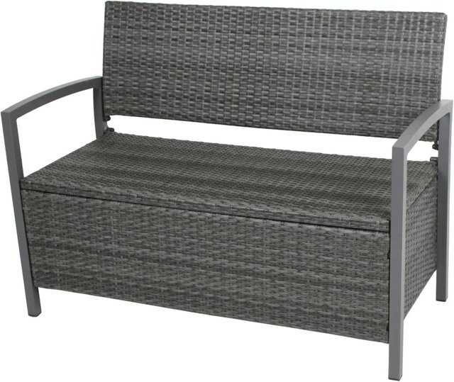 DELUKE Parkbank WOUTER Gartenbank mit Ablagefach aus Aluminium und Kunststoff, Dunkelgrau, Breite: 117 cm - Bild 1