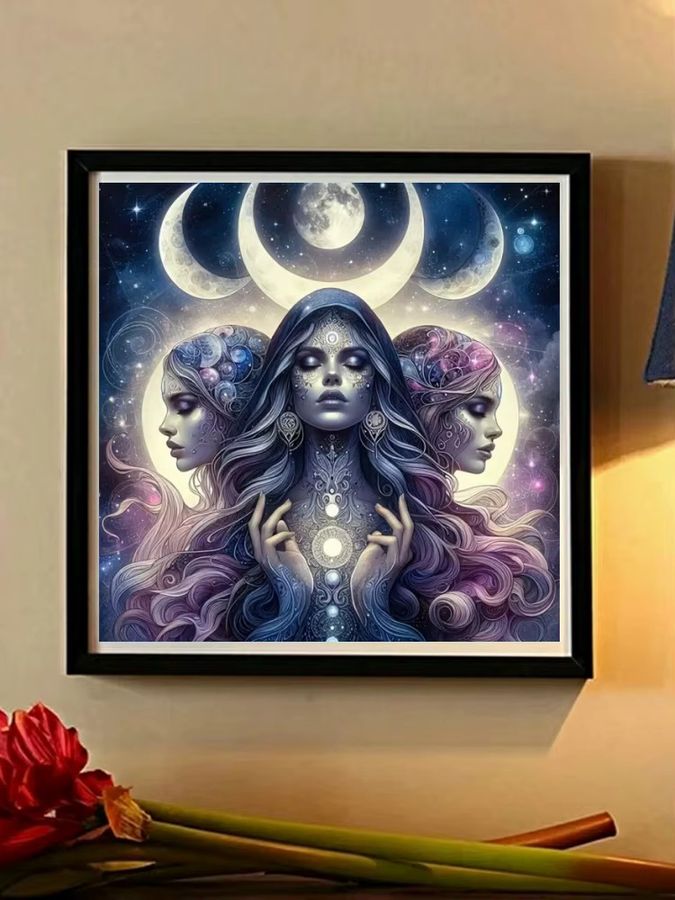 Potdemiel DIY Diamond Painting Set Mondgöttin Frauenporträt als Mosaik-Kunstwerk für Anfänger - Bild 4