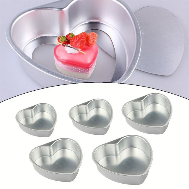 LEENKEA Herzförmige Kuchenform aus Aluminium, Antihaftbeschichtet, Silber - Bild 1