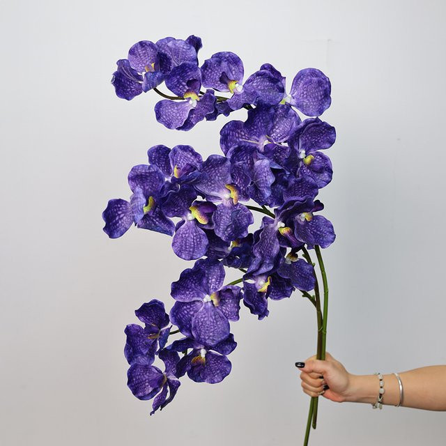 Anlincong 4er Set Künstliche Vanda Orchideen in Rot und Lila mit Real Touch Effekt - Bild 1