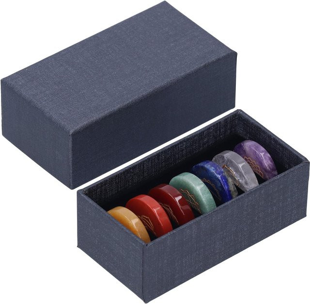 GoolRC 7 Chakra Multi-Stein Pyramide aus natürlichen Edelsteinen in Grau und Bunt - Bild 1