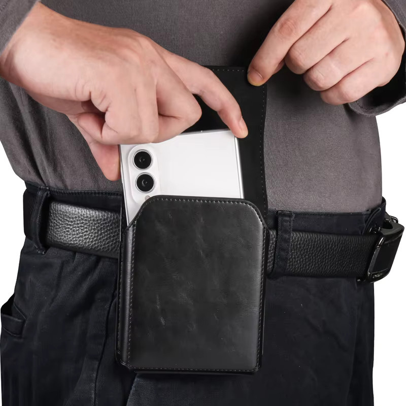 Leder-Reiseholster-Tasche mit Gürtelclip für Samsung Galaxy Z Fold 8, Samsung Galaxy Z Fold 8 Wide und Huawei Pura X Max Flip in Schwarz - Bild 5