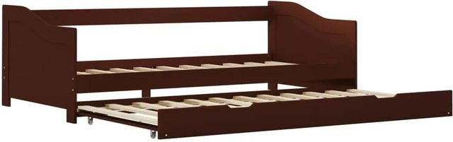 vidaXL Ausziehsofa Bettgestell aus Kiefernholz in Dunkelbraun, B/T/H: 90 x 200 cm - Bild 1