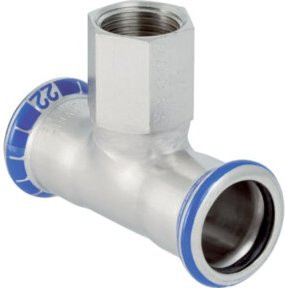 Geberit T-Stück Mapress Edelstahl Silber d 22mm x Rp 1/2 Zoll mit Innengewinde - Bild 1