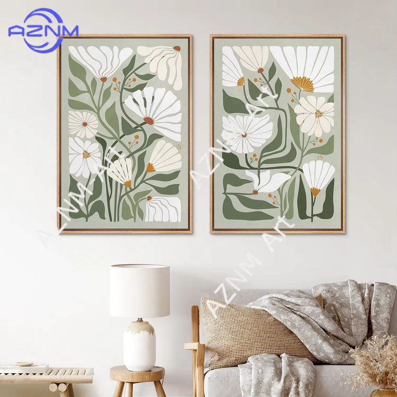 Potdemiel Leinwand-Wandkunst Abstrakt Grüner Botanischer Blumendruck im Boho-Stil für deine Wohnzimmer-Dekoration - Bild 2