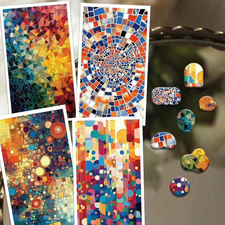 Mosaik-Ton-Transferpapier Set mit 4 Designs, 24 Stück, Multicolor, Transferblätter für Polymerfarben und Mosaik-Techniken - Bild 3