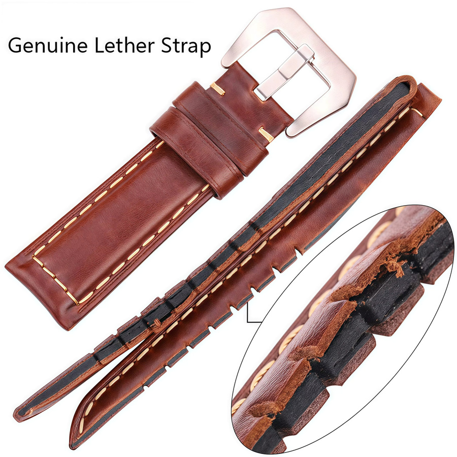 DUTRIEUX Uhrenarmband Leder, dunkelbraun, 20 mm, 22 mm, 24 mm, Unisex - Bild 4