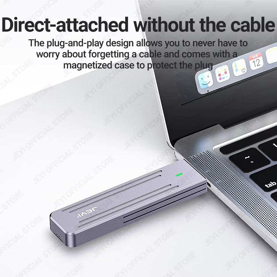 JEYI Direct-Attach M.2 NVMe-Gehäuse mit USB-A-Stecker, USB 3.2 10 Gbit/s, Aluminium-Design für 2242 und 2280 SSDs inklusive Magnet-Schutzhülle - Bild 3
