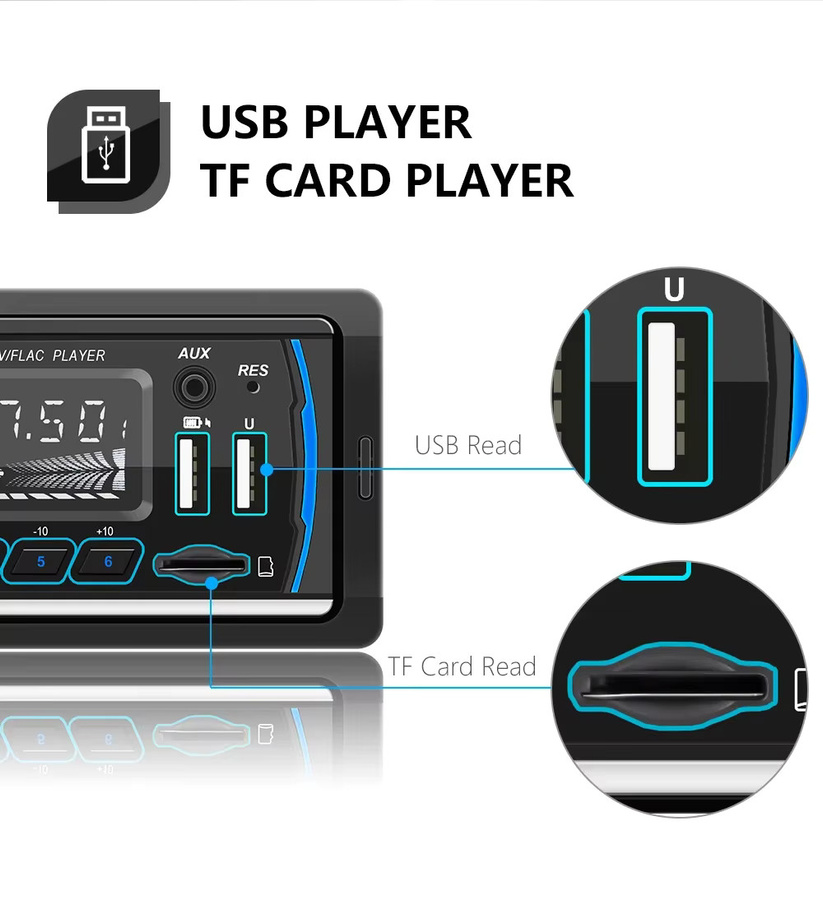 MOPECT DAB+ Autoradio MP3-Player mit Bluetooth, USB, TF, AUX-IN, FM/AM, RDS und 7-farbiger Beleuchtung in Schwarz - Bild 5