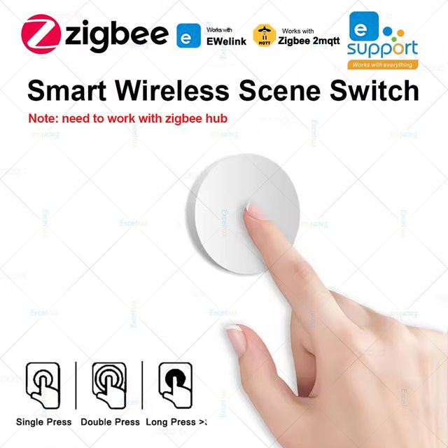 Ewelink Zigbee Smart Push Button Wireless Switch mit Batterie Fernbedienung für Automatisierungsszenarien in Weiß - Bild 1