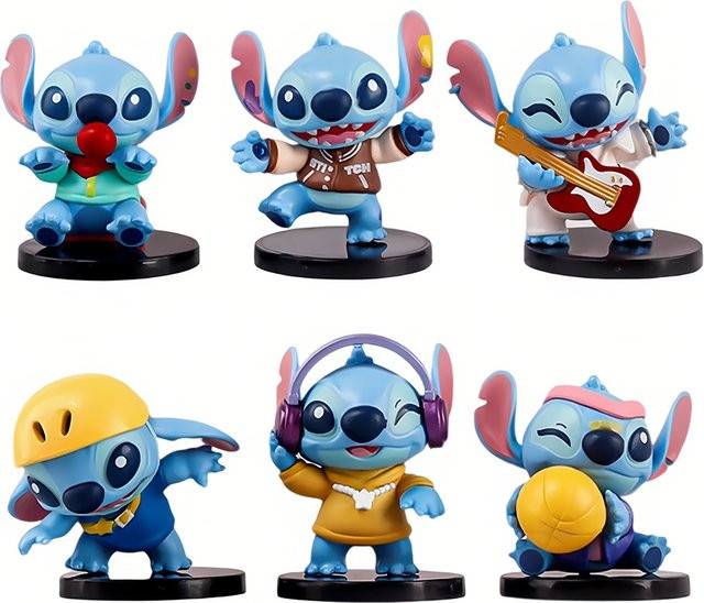 Bandai Stitch Anime Figur Music Party Series Rock Stitch aus PVC als Spielzeug und Geschenk für Kinder - Bild 1