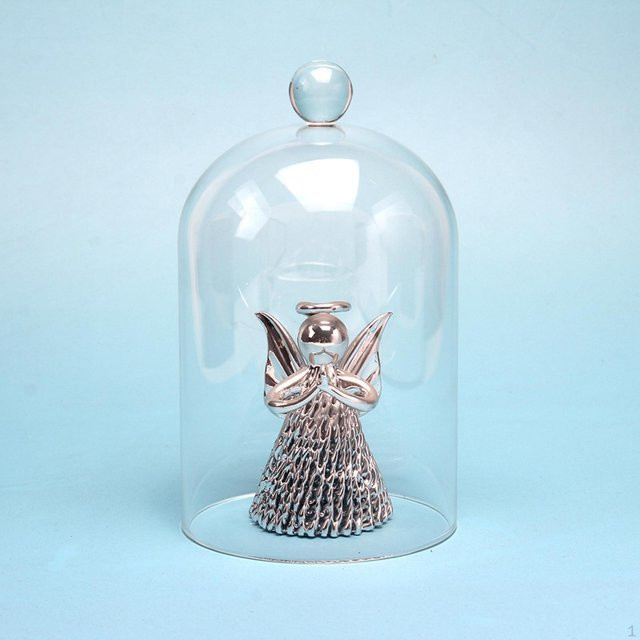 BrioHome Glasvitrine Cloche als dekorative Kuppel-Abdeckung in Weiß und Transparent für Tischdekorationen - Bild 1