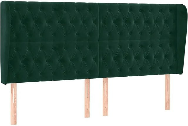 vidaXL Kopfteil mit Ohren in Dunkelgrün aus Samt, B/T/H: 183 x 23 x 118 cm - Bild 1