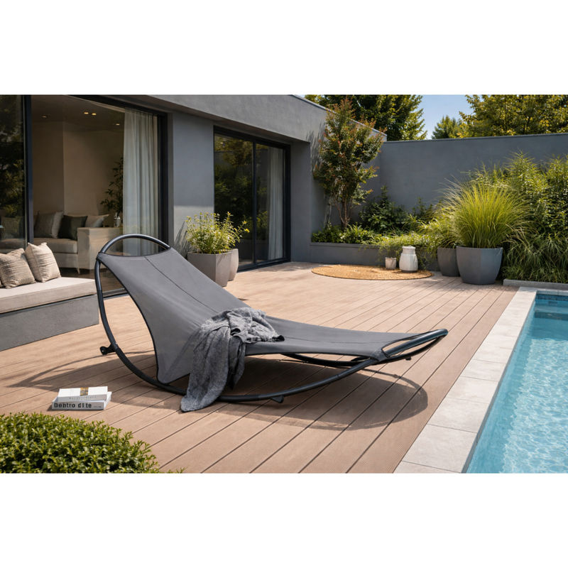 Leco Gartenschaukelliege Eni in Anthrazit mit Federrahmen und Kunststoff-Outdoor-Gewebe - Bild 2