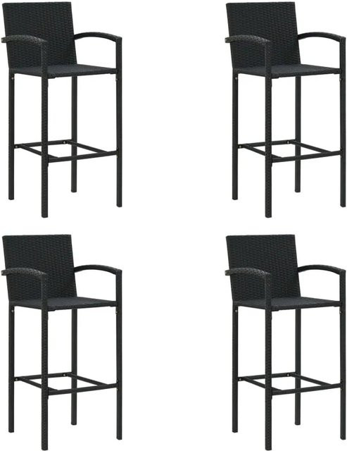 Set aus 4 vidaXL Barhockern aus Poly-Rattan in Schwarz mit pulverbeschichtetem Stahlgestell - Bild 1
