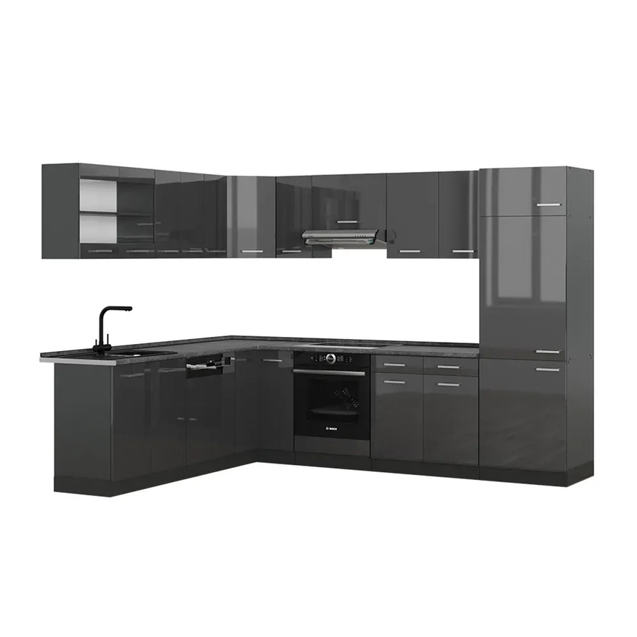 Vicco R-Line Eckküche Anthrazit Hochglanz B/T/H: 227 x 287 x 207 cm - Bild 2